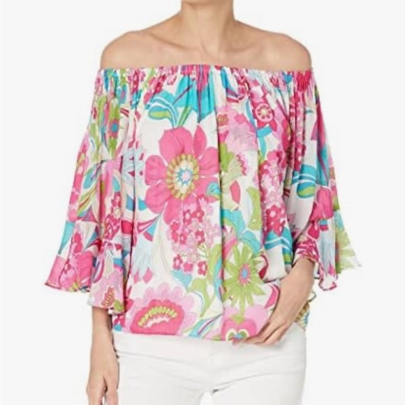 Anthropologie Off-The-Shoulder Bohemian Floral Top Size Small Raga Boho Top NWT - Picture 2 of 11